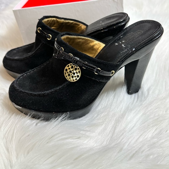 Coach Charm Suede Mules Size 8 - Picture 1 of 5